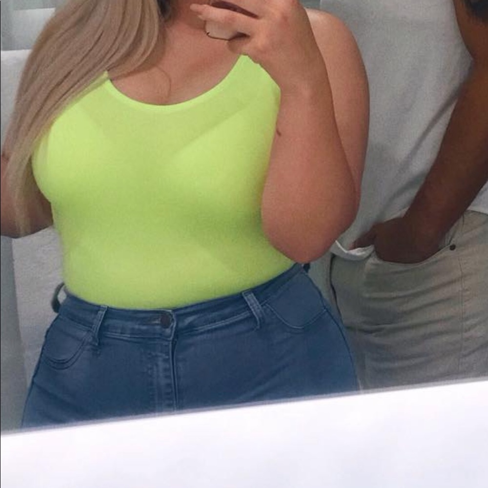 Bright Lime Bodysuit with Side Cutouts